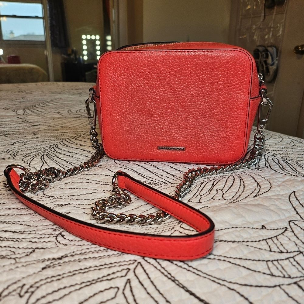 EUC Rebecca Minkoff Zip Moto Camera Bag Coral Pink